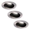 Set van 3 Mesa LED inbouwspots - GU10 4 Watt 345 Lumen - 6500K Daglicht wit - Dimbaar - verzonken - Rond - Kantelbaar - IP20 Voor binnen - RVS | HOFTRONIC