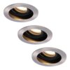 Set van 3 Mesa LED inbouwspots - GU10 4 Watt 345 lumen - 2700K Warm wit - Dimbaar - verzonken - Rond - Kantelbaar - IP20 Voor binnen - RVS | HOFTRONIC