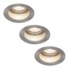 Set van 3 Mesa LED inbouwspots verzonken - 4 Watt 345 Lumen - 4000K neutraal wit - GU10 - Dimbaar - Rond - IP64 Waterdicht - RVS - Anti-glare | HOFTRONIC