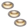 Set van 3 Mesa LED inbouwspots verzonken - 4 Watt 345 lumen - 2700K Warm wit - GU10 - Dimbaar - Rond - IP65 Waterdicht - RVS - Anti-glare | HOFTRONIC