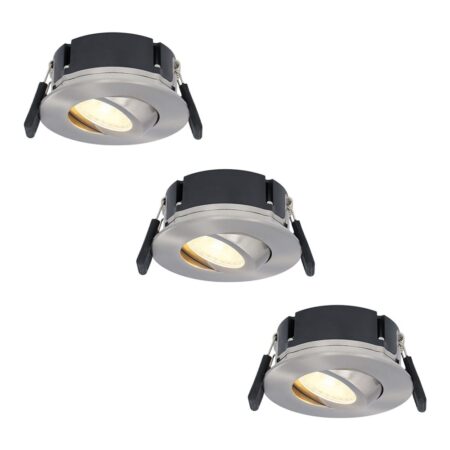 Set van 3 Napels LED inbouwspots Extra Plat (39mm) - 360° Kantelbaar - 8 Watt 570 Lumen - Dimbaar - IP65 Waterdicht voor Badkamer