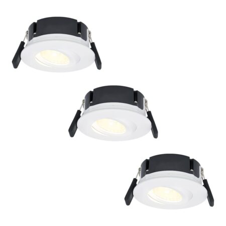 Set van 3 Napels LED inbouwspots Extra Plat (39mm) - 360° Kantelbaar - 8 Watt 570 Lumen - Dimbaar - IP65 Waterdicht voor Badkamer