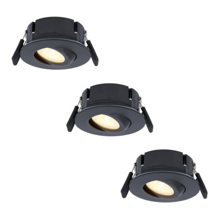 Set van 3 Napels LED inbouwspots Extra Plat (39mm) - 360° Kantelbaar - 8 Watt 570 Lumen - Dimbaar - IP65 Waterdicht voor Badkamer