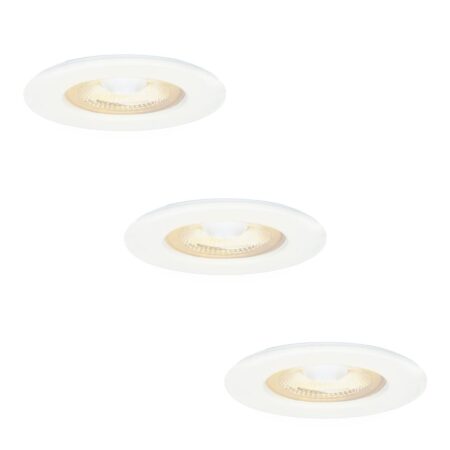 Set van 3 Nola LED inbouwspots - Lage inbouwdiepte (49mm) - 5 Watt 450 lumen - 2700K warm wit - Dimbaar - Rond - IP65 waterdicht voor binnen