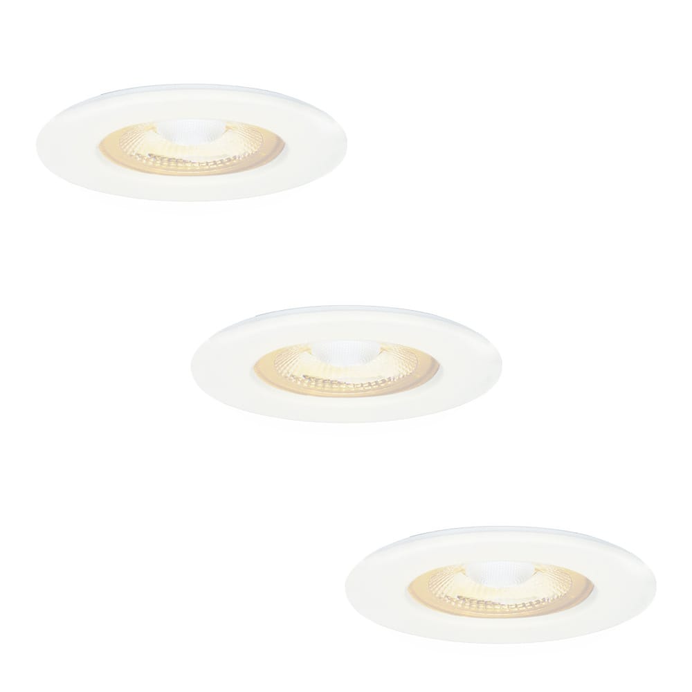 Set van 3 Nola LED inbouwspots - Lage inbouwdiepte (49mm) - 5 Watt 450 lumen - 2700K warm wit - Dimbaar - Rond - IP65 waterdicht voor binnen