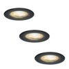 Set van 3 Nola LED inbouwspots - Lage inbouwdiepte (49mm) - 5 Watt 450 lumen - 2700K warm wit - Dimbaar - Rond - IP65 waterdicht voor binnen