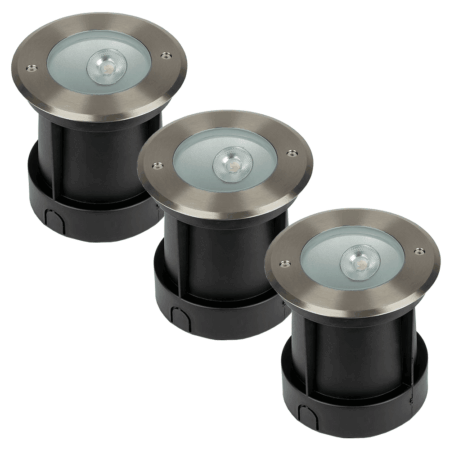 Set van 3 Oblique LED Grondspots buiten - XL Ø15cm - 20° Stralingshoek - 4000K neutraal wit - 8W 350lm - Tuinspot - RVS - IP67 waterdicht | V-TAC