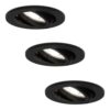 Set van 3 Oslo LED inbouwspot - 4 Watt 345 Lumen - 6500K Neutraal wit - GU10 - Dimbaar - Rond - Kantelbaar - IP20 Stofdicht - Zwart | HOFTRONIC