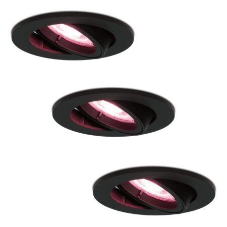 Set van 3 Oslo smart inbouwspots - Wifi + Bluetooth - RGBWW - GU10 - Kantelbaar - Google Home