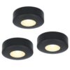 Set van 3 Pavo - Platte LED opbouwspots 23mm - 3W 300lm - 2700K - Dimbaar - Rond - IP44 - Zwart | HOFTRONIC
