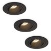 Set van 3 Philadelphia LED inbouwspots - Dimbaar - Excl. GU10 - Max. 5 Watt - Zwart - Kantelbaar - IP20 voor binnen - Rond | HOFTRONIC