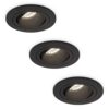 Set van 3 Philadelphia LED inbouwspots - Dimbaar - Incl. GU10 - 4000K - 4 Watt - Zwart - Kantelbaar - IP20 voor binnen - Rond | HOFTRONIC