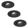 Set van 3 Philadelphia LED inbouwspots - Dimbaar - Incl. GU10 - 6500K - 4 Watt - Zwart - Kantelbaar - IP20 voor binnen - Rond | HOFTRONIC