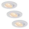 Set van 3 Pittsburg LED inbouwspots - 6W 570lm - GU10 LED Module - Extra plat - 2700K warm wit - Dimbaar - Kantelbaar - IP20 voor binnen - Wit | HOFTRONIC