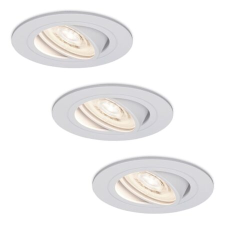 Set van 3 Pittsburg LED inbouwspots - 6W 570lm - GU10 LED Module - Extra plat - 4000K neutraal wit - Dimbaar - Kantelbaar - Binnen - Wit | HOFTRONIC