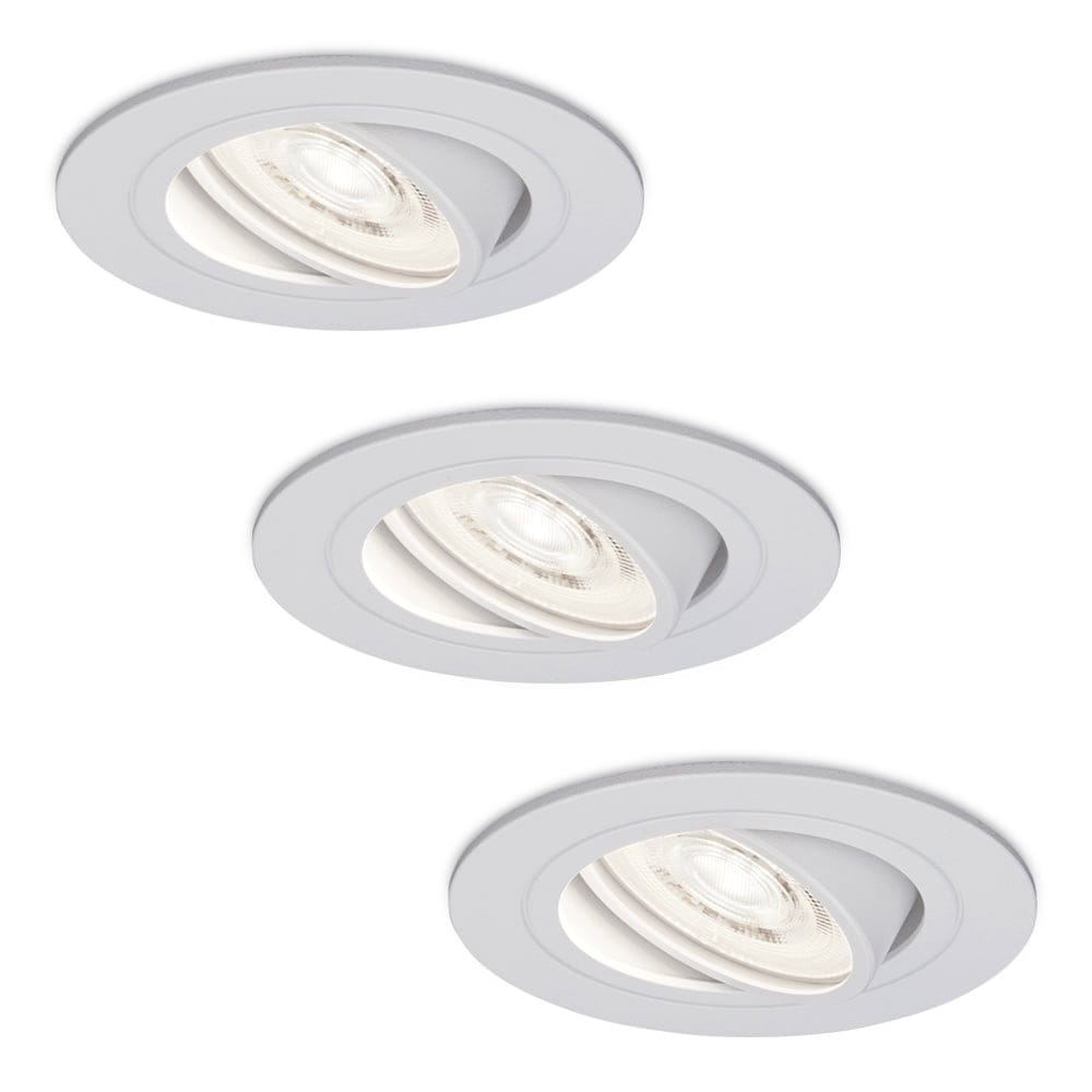 Set van 3 Pittsburg LED inbouwspots - Extra plat 58mm - GU10 LED Module - 6000K daglicht wit - Dimbaar - Rond - Kantelbaar - Voor binnen - Wit | HOFTRONIC