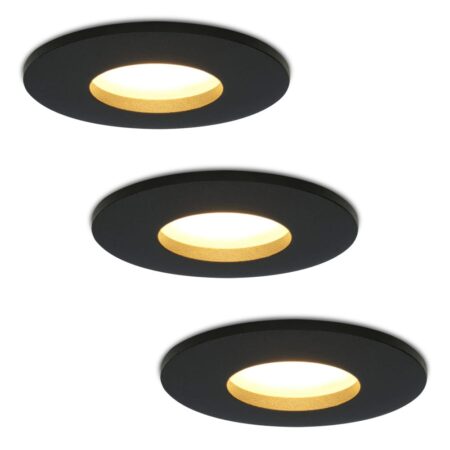 Set van 3 Porto - LED Inbouwspots - 4 Watt 345 lumen - 2700K Warm wit - GU10 - Dimbaar - Rond - IP44 voor badkamer