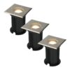 Set van 3 Ramsay LED Grondspot - Dimbaar - Vierkant - GU10 - 4 Watt 345 Lumen - 4000K neutraal wit - RVS - IP67 waterdicht - Tuinspot - Oprit | HOFTRONIC
