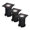 Set van 3 Ramsay LED Grondspots - Vierkant - Dimbaar - GU10 - 4000K neutraal wit - 4 Watt 345 Lumen - Tuinspot - Zwart - IP67 waterdicht - Overrijdbaar voor de Oprit