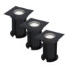 Set van 3 Ramsay LED Grondspots Vierkant - Dimbaar - GU10 - 6500K daglicht wit - 4 Watt 345 Lumen - Tuinspot - Zwart - IP67 waterdicht - Overrijdbaar voor de Oprit