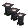 Set van 3 Ramsay LED Grondspots vierkant - Dimbaar - GU10 - 2700K warm wit - 4 Watt 345 lumen - Tuinspot - Zwart - IP67 waterdicht - Overrijdbaar voor de Oprit