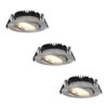 Set van 3 Rome LED inbouwspots - Kantelbaar - IP44 waterdicht - 6 Watt 500 lumen - 2700K warm wit - Lage inbouwdiepte 27mm - Dimbaar - Rond - RVS - Voor binnen en buiten | HOFTRONIC