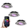 Set van 3 Rome smart inbouwspots - IP44 Waterdicht - 6 Watt 480 lumen - Kantelbaar - Lage inbouwdiepte 27mm - Wifi + Bluetooth - RGBWW - Google Home