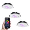 Set van 3 Rome smart inbouwspots - IP44 Waterdicht - 6 Watt 480 lumen - Kantelbaar - Lage inbouwdiepte 27mm - Wifi + Bluetooth - RGBWW - Google Home