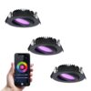 Set van 3 Rome smart inbouwspots - IP44 Waterdicht - 6 Watt 480 lumen - Kantelbaar - Lage inbouwdiepte 27mm - Wifi + Bluetooth - RGBWW - Google Home