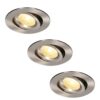 Set van 3 Salerno LED inbouwspots - 8W 650 lumen - 2700K warm wit - Dimbaar - Rond - Kantelbaar - IP44 waterdicht - RVS - Voor binnen