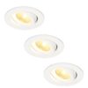 Set van 3 Salerno LED inbouwspots - 8W 650 lumen - 2700K warm wit - Dimbaar - Rond - Kantelbaar - IP44 waterdicht - Wit - Voor binnen