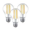 Set van 3 Smart E27 LED Filament Lampen - 7 Watt 806 Lumen - A60 Clear - 1800-3000K - Dimbaar | HOFTRONIC