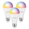Set van 3 Smart E27 lampen - A65 vorm - 14 Watt 1400 lumen - RGBWW - Wifi & Bluetooth - Bestuurbaar via app - Google Home