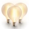 Set van 3 Smart filament lampen - G95 bolvorm - E27 - 7 Watt 806 lumen - CCT White Ambience - Wifi & Bluetooth - Bestuurbaar via app - Google Home