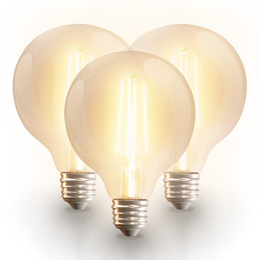 Set van 3 Smart filament lampen - G95 bolvorm - E27 - 7 Watt 806 lumen - CCT White Ambience - Wifi & Bluetooth - Bestuurbaar via app - Google Home