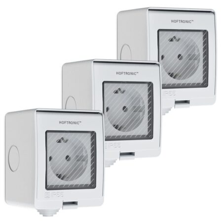 Set van 3 Smart stekkers - WiFi & Bluetooth - IP55 voor binnen en buiten - Compatibel met Amazon Alexa & Google Home - Wit - Europlug | HOFTRONIC SMART