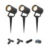 Set van 3 Spikey LED prikspot - GU10 4 Watt 345 lumen - Dimbaar - Kantelbaar - 2700K warm wit - IP65 Waterdicht - Zwart - Tuinspot - Pinspot - Inclusief installatiemateriaal (Kabel & connector) | HOFTRONIC