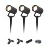 Set van 3 Spikey LED prikspots - GU10 4 Watt 345 Lumen - Dimbaar - Kantelbaar - 4000K neutraal wit - IP65 Waterdicht - Zwart - Tuinspots - Pinspots - Inclusief installatiemateriaal (Kabel & connector) | HOFTRONIC