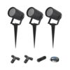 Set van 3 Spikey LED prikspots - GU10 Fitting - Dimbaar - Wandspot - IP65 voor binnen en buiten - Grondspies - Zwart | HOFTRONIC