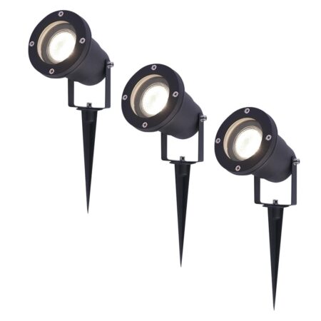 Set van 3 Sydney LED prikspots - Dimbaar - Kantelbaar - GU10 4 Watt 345 Lumen - 4000K neutraal wit - IP64 Waterdicht - Zwart | HOFTRONIC