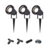 Set van 3 Sydney LED prikspots - Dimbaar - Kantelbaar - GU10 4 Watt 345 Lumen - 4000K neutraal wit - IP64 Waterdicht - Zwart - Inclusief installatiemateriaal (Kabel & connector) | HOFTRONIC