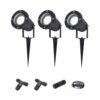 Set van 3 Sydney LED prikspots - Dimbaar - Kantelbaar - GU10 4 Watt 345 Lumen - 6500K daglicht wit - IP64 Waterdicht - Zwart - Inclusief installatiemateriaal (Kabel & connector) | HOFTRONIC
