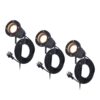 Set van 3 Sydney LED prikspots - GU10 4 Watt 345 lumen - Dimbaar - Kantelbaar - 2700K warm wit - IP65 Waterdicht - 1.5m kabel met EU-stekker - Zwart | HOFTRONIC