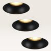 Set van 3 Trimless Inbouwspots Junaro nero - Inbouwdiepte 100mm - GU10-fitting - IP20 voor binnen - Zwart - Met doorlusbedrading | LUSENZ