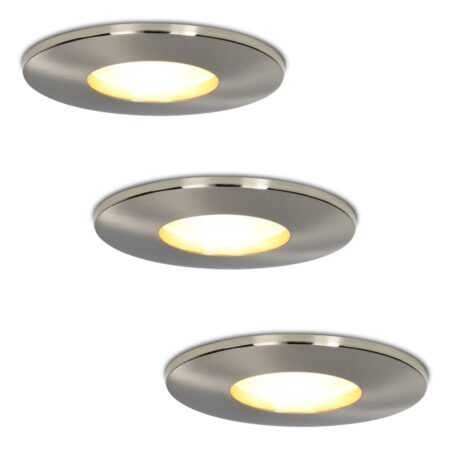 Set van 3 Vegas - LED Inbouwspots - 4 Watt 345 lumen - 2700K Warm wit - GU10 - Dimbaar - Rond - IP44 voor badkamer