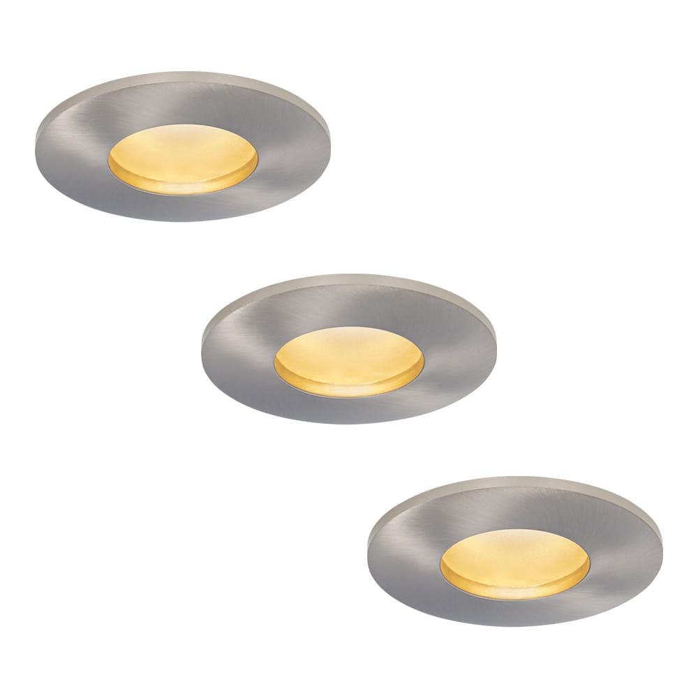 Set van 3 Vegas - LED platte inbouwspots met lage inbouwdiepte 60mm - 6 Watt 570 Lumen - 2700K Warm wit - GU10 LED Module - Dimbaar - Rond - IP44 voor badkamer