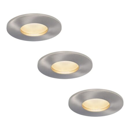 Set van 3 Vegas - LED platte inbouwspots met lage inbouwdiepte 60mm - 6 Watt 570 Lumen - 4000K Neutraal wit - GU10 LED Module - Dimbaar - Rond - IP44 voor badkamer