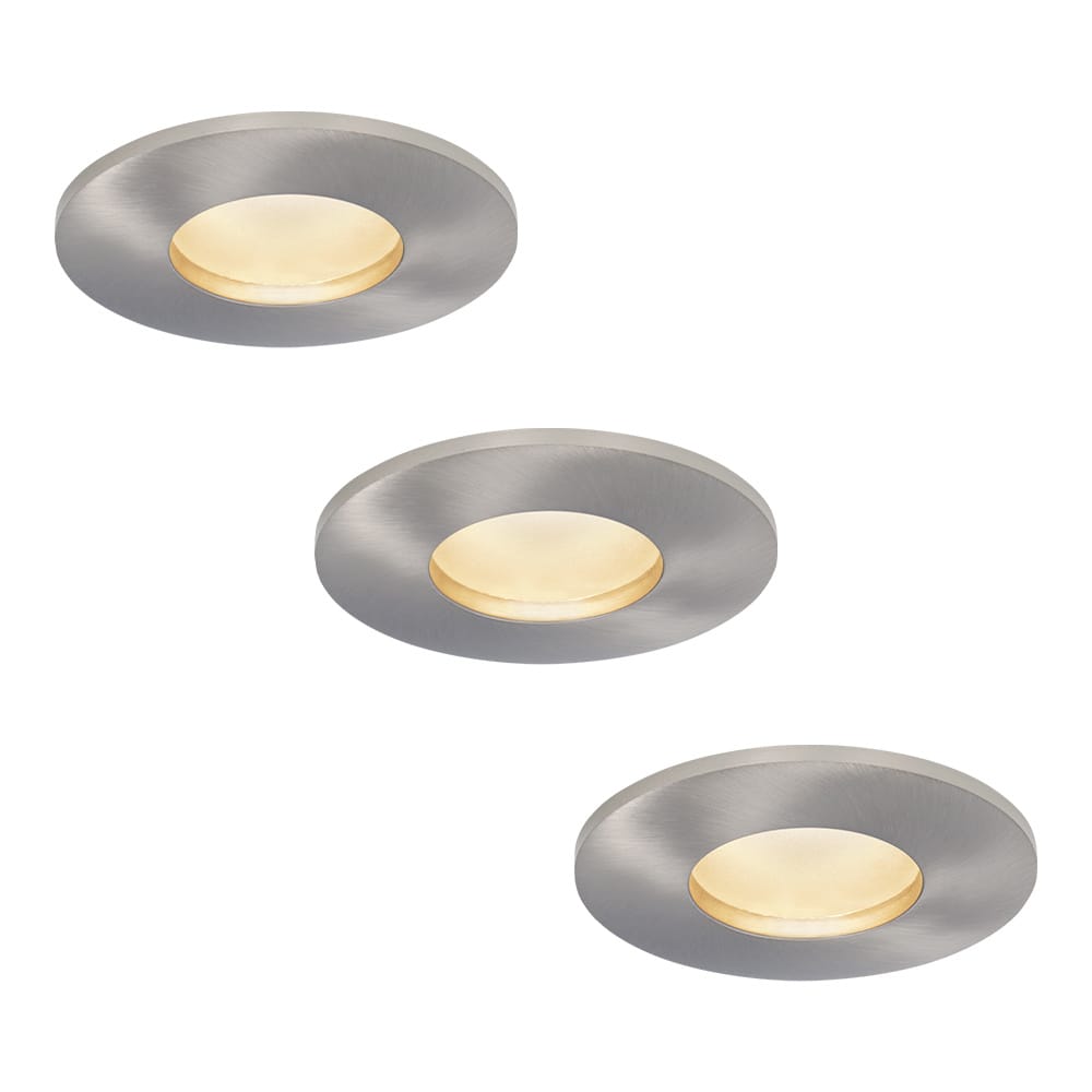 Set van 3 Vegas - LED platte inbouwspots met lage inbouwdiepte 60mm - 6 Watt 570 Lumen - 4000K Neutraal wit - GU10 LED Module - Dimbaar - Rond - IP44 voor badkamer