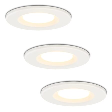 Set van 3 Venezia LED inbouwspots - 6 Watt 650 lumen - 2700K warm wit - Dimbaar - Rond - IP65 waterdicht - Wit - Voor binnen