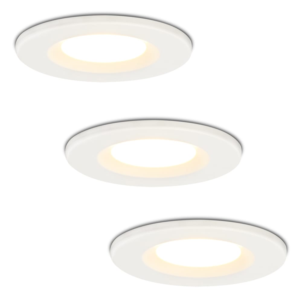 Set van 3 Venezia LED inbouwspots - 6 Watt 650 lumen - 2700K warm wit - Dimbaar - Rond - IP65 waterdicht - Wit - Voor binnen